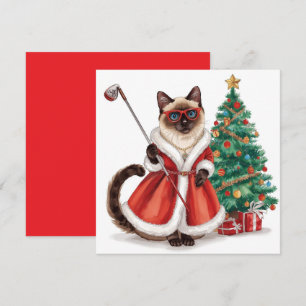 Golf Weihnachten Thema mit Siam Cat Golfer