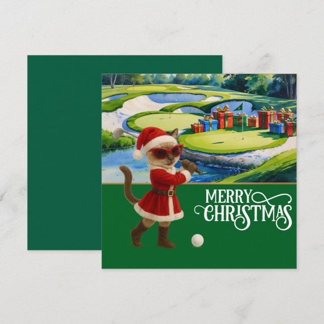Golf Weihnachten Thema mit Siam Cat Golfer (Vorne/Hinten)