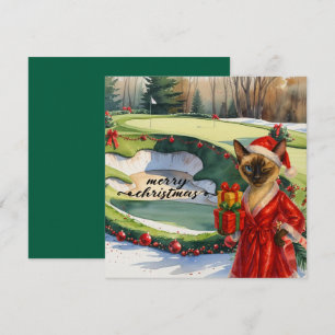 Golf Weihnachten Thema mit Siam Cat Golfer