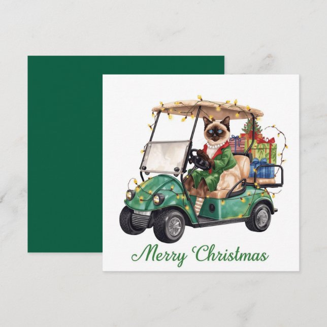 Golf Weihnachten Thema mit Siam Cat Golfer (Vorne/Hinten)