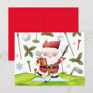 Golf Weihnachten Weihnachtsmann GOLFEN Postkarte