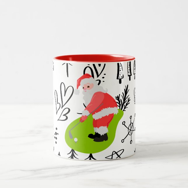 Golf Weihnachten Zweifarbige Tasse (Mittel)