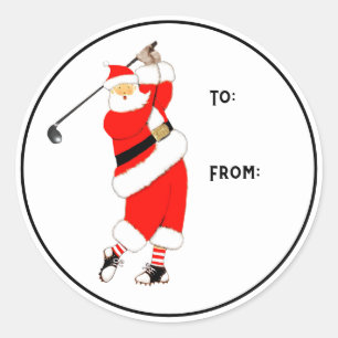 Golf-Weihnachts-Geschenkanhänger Runder Aufkleber