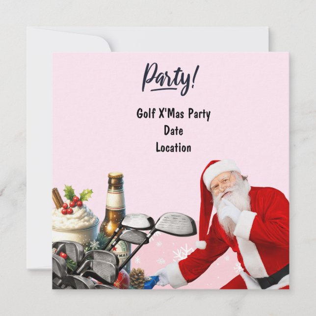 Golf Weihnachts-Party mit dem Weihnachtsmann in Ro Save The Date (Vorderseite)