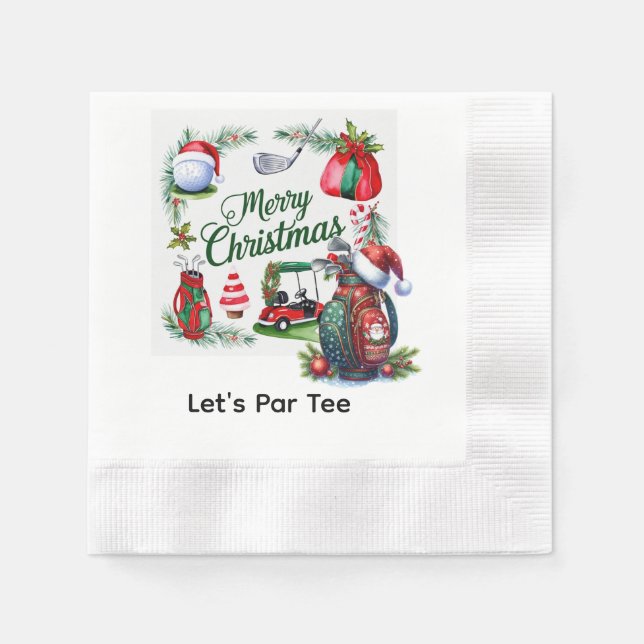 Golf Weihnachts-Party mit Golfausrüstung Xmas Serviette (Vorderseite)