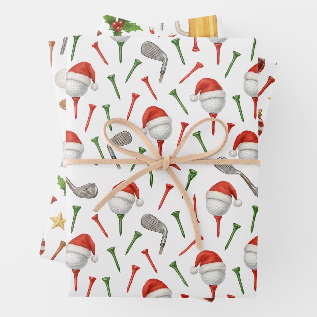 Golf Weihnachts-Party zum Thema Golfer Geschenkpapier Set (Beispiel)