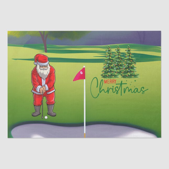 Golf Weihnachtsbaum auf rotem Auto mit dem Weihnac Seidenpapier (Vorderseite)