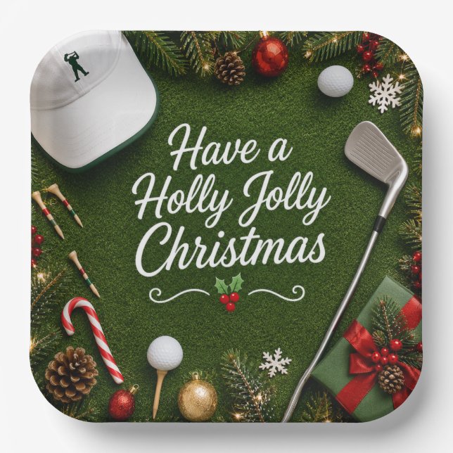 Golf-Weihnachtsfeier für Golfer Pappteller (Vorderseite)