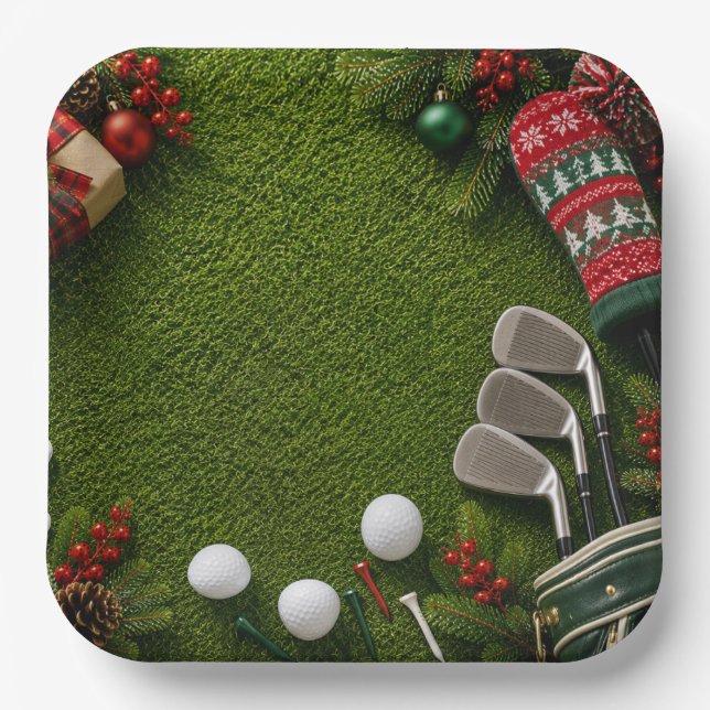 Golf-Weihnachtsfeier für Golfer Pappteller (Vorderseite)