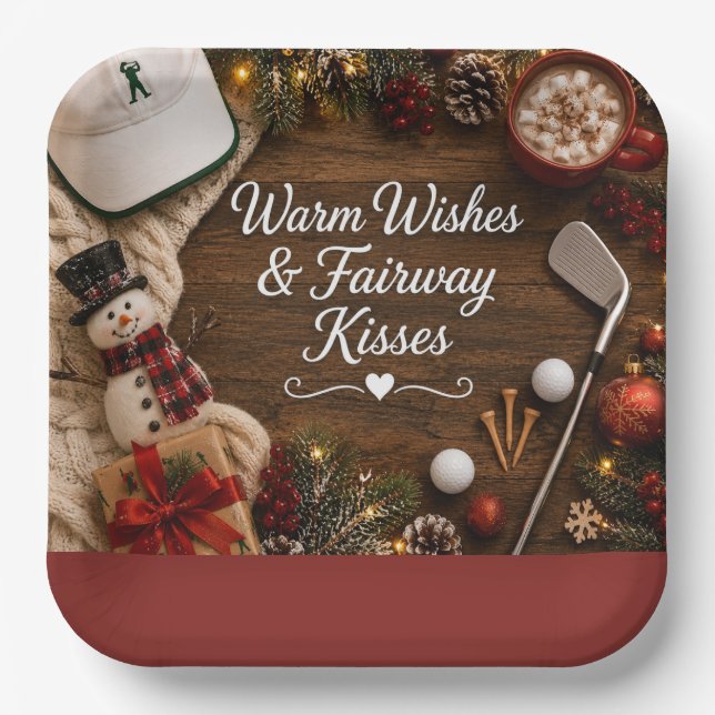 Golf-Weihnachtsfeier für Golfer Pappteller (Vorderseite)