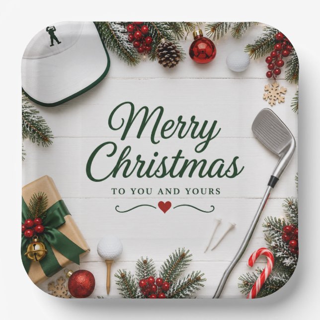 Golf-Weihnachtsfeier für Golfer Pappteller (Vorderseite)