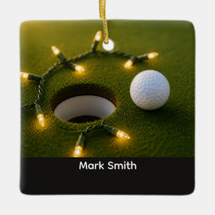 Golf-Weihnachtsfeier mit Golfball für Golfer Keramikornament