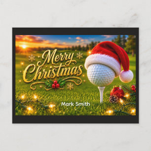 Golf-Weihnachtsfeier mit Golfball für Golfer   Postkarte