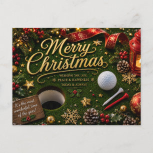 Golf-Weihnachtsfeier mit Golfball für Golfer   Postkarte