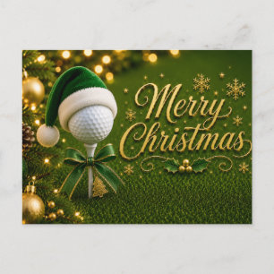 Golf-Weihnachtsfeier mit Golfball für Golfer   Postkarte