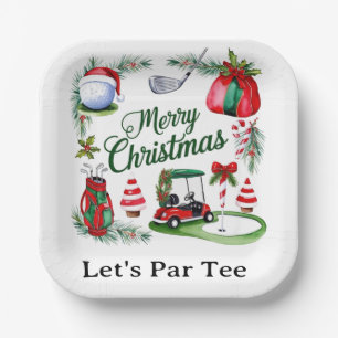 Golf-Weihnachtsfeier mit Golfzubehör Weihnachten Pappteller