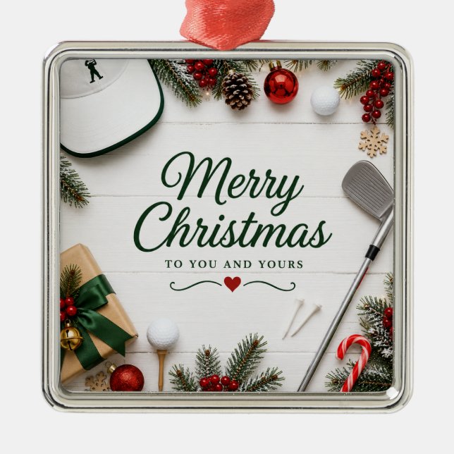 Golf-Weihnachtsfeier Ornament Aus Metall (Vorne)