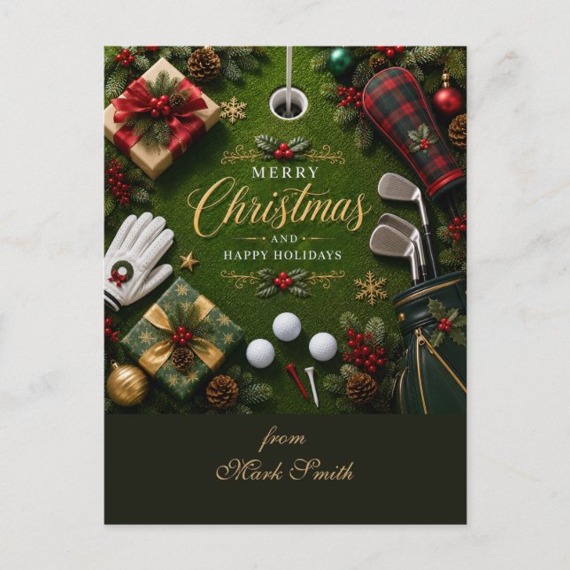 Golf-Weihnachtsfeier Postkarte (Vorderseite)