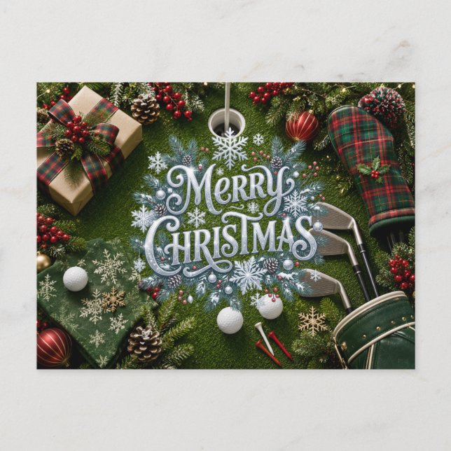 Golf-Weihnachtsfeier Postkarte (Vorderseite)