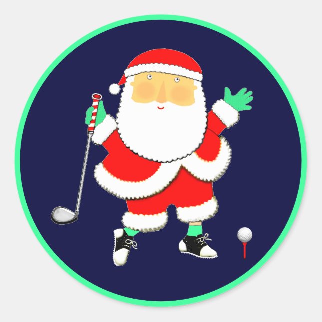 Golf Weihnachtsfeier Runder Aufkleber (Vorderseite)