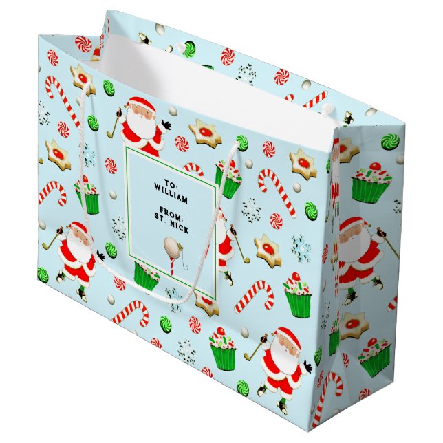 Golf Weihnachtsfeiertag Große Geschenktüte (Vorderseite Schrägansicht)