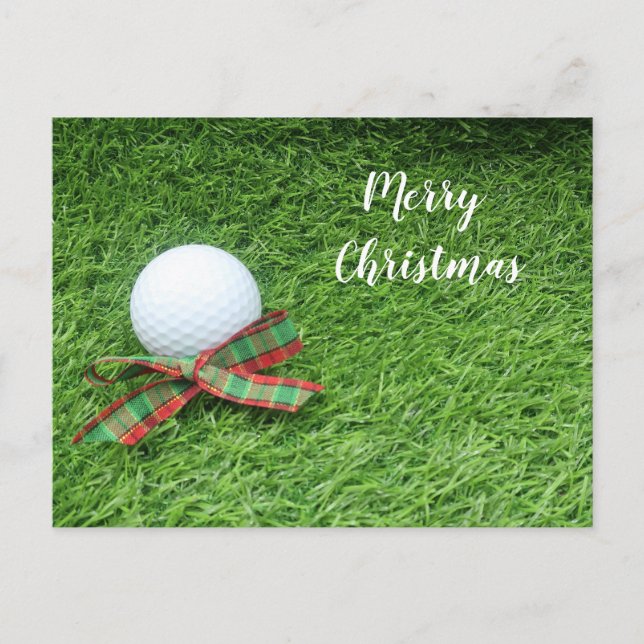 Golf Weihnachtsfeiertag mit Golfball und Band Postkarte (Vorderseite)