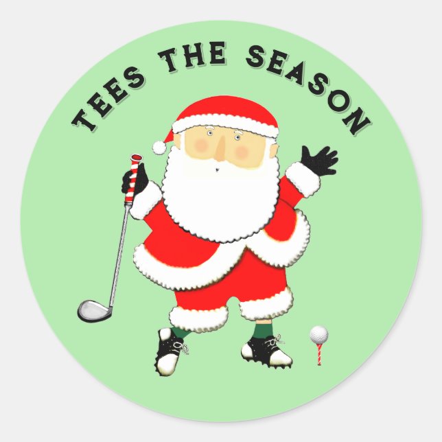 Golf Weihnachtsfeiertag Runder Aufkleber (Vorderseite)