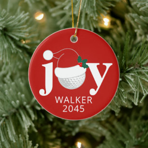 Golf-Weihnachtsfreude Personalisierter Name Modern Keramik Ornament