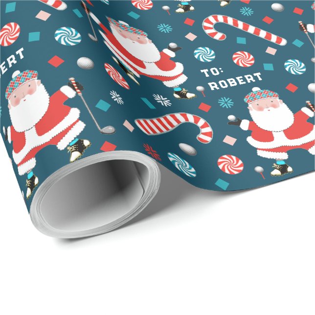 Golf Weihnachtsgeschenk Geschenkpapier (Rolleneckpunkt)