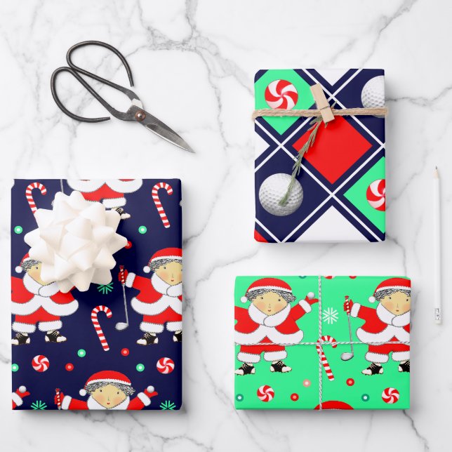 Golf-Weihnachtsgeschenk Geschenkpapier Set (Vorderseite)