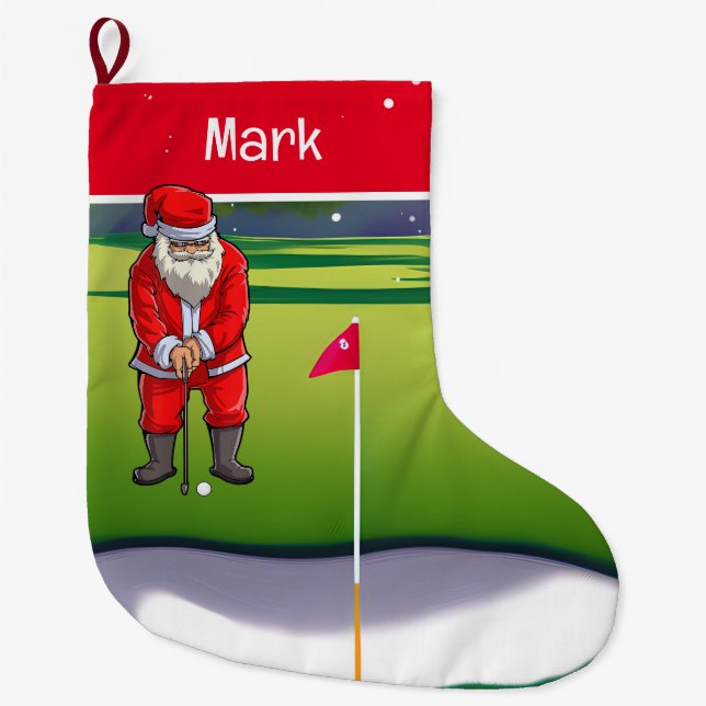Golf Weihnachtsgeschenke mit dem Weihnachtsmann Großer Weihnachtsstrumpf (Vorderseite)