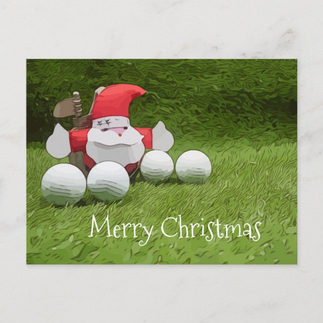 Golf Weihnachtskarte mit dem Weihnachtsmann und Go Postkarte (Vorderseite)
