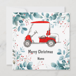 Golf Weihnachtskarte mit Golfwagen für Golfer