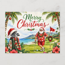 Golf-Weihnachtskarte mit Weihnachtsmann aus Hawaii