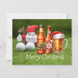 Golf Weihnachtskarte mit Weihnachtsmann und BIER