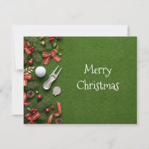 Golf-Weihnachtskarte mit Weihnachtsmann und Golfba