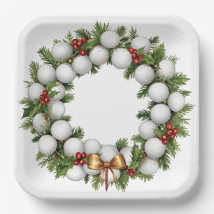 Golf-Weihnachtskranz mit Golfball-Kranz  Pappteller