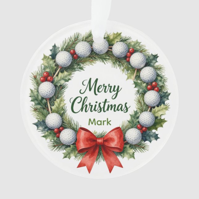 Golf-Weihnachtskranz Ornament (Vorderseite)