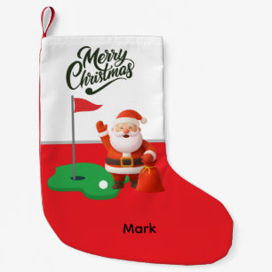 Golf-Weihnachtsmann Golfer mit Frohe Weihnachten Kleiner Weihnachtsstrumpf