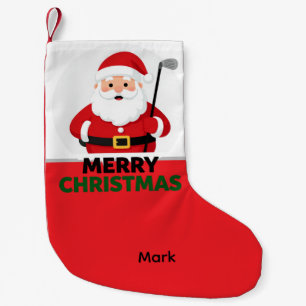 Golf-Weihnachtsmann Golfer mit Frohe Weihnachten Kleiner Weihnachtsstrumpf