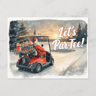 Golf-Weihnachtsmann im roten Wagen – Lustige Let-P Postkarte