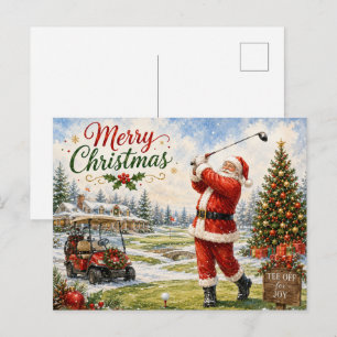 Golf Weihnachtsmann Weihnachtsgolfen Feiertagspostkarte
