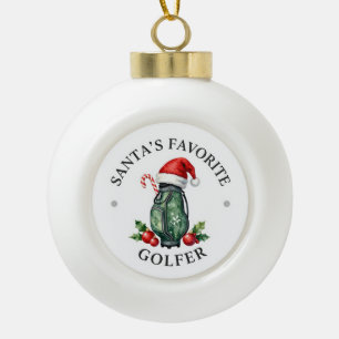 Golf-Weihnachtsmotiv für Baumschmuck Keramik Kugel-Ornament