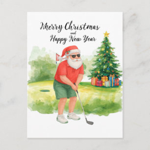 Golf-Weihnachtsmotiv für Golfer auf dem Platz Feiertagspostkarte