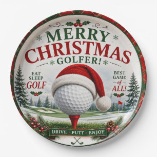 Golf-Weihnachtsmotiv für Golfer Pappteller