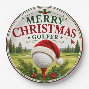 Golf-Weihnachtsmotiv für Golfer Pappteller