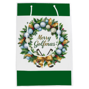 Golf-Weihnachtsmotiv mit Kranz Mittlere Geschenktüte