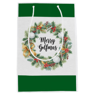 Golf-Weihnachtsmotiv mit Kranz Mittlere Geschenktüte
