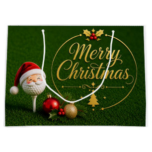 Golf-Weihnachtsmotiv mit Santa-Hut Große Geschenktüte