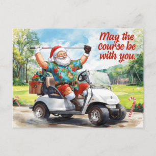 Golf Weihnachtsmotiv mit Weihnachtsmann Feiertagspostkarte